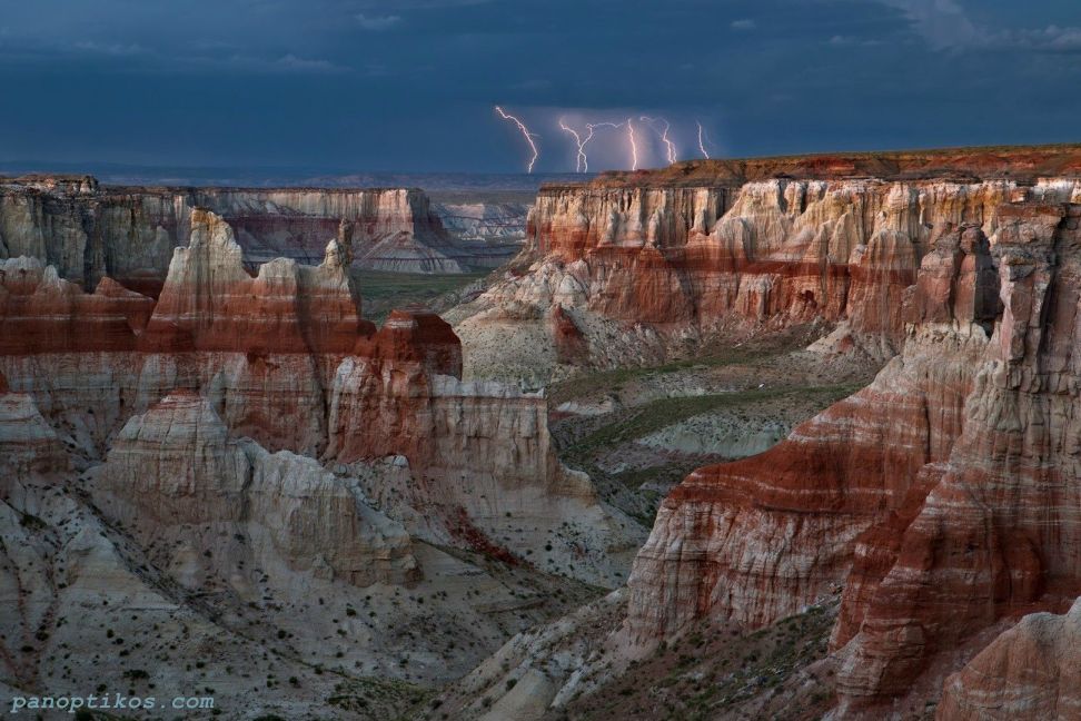 Lightning strike over the canyon